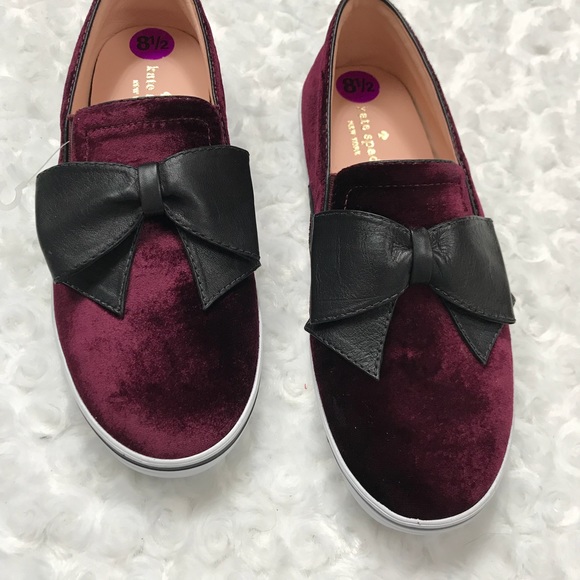 NWOB Kate Spade Velvet Bow Delise Sneaker Flat Red - Picture 5 of 8